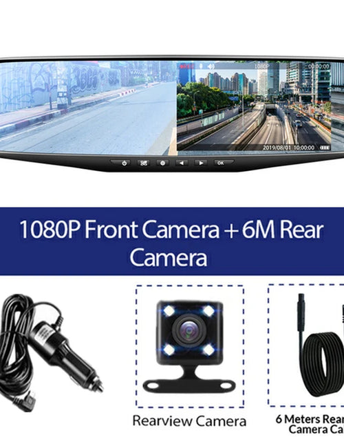 Load image into Gallery viewer, 4.3 Inch Driving Recorder Car DVR Rearview Mirror Dual Lens Car Recorder 1080P IPS Front and Rear Camera Registrar Black Box New
