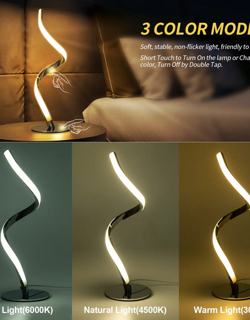 Load image into Gallery viewer, Modern Spiral Table Lamp -  Touch Control Bedside Lamp, 3 Colors &amp; Fully Stepless Dimmable Nightstand Lamps for Bedroom, Living Room &amp; Office(3000K 4000K 5000K)
