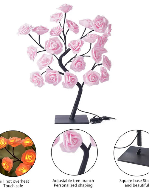 Load image into Gallery viewer, 24 LED Rose Flower Tree Lights USB Table Lamp Home Decoration LED Table Lights Parties Xmas Christmas Wedding Bedroom Decor
