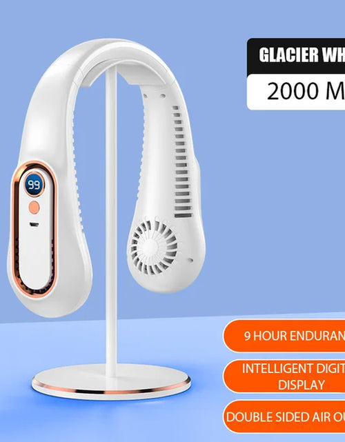 Load image into Gallery viewer, Portable Mini Hanging Neck Fan Digital Display Power Ventilador Bladeless Neckband Fan Air Cooler USB Rechargeable Electric Fans
