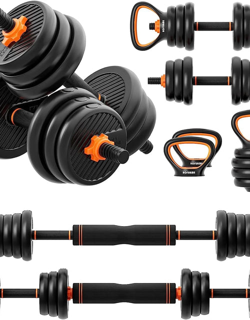 Load image into Gallery viewer, Adjustable Dumbbell Set, 55/77 Lbs Free Weights Dumbbells, Barbell, Kettlebell and Push-Up, Home Gym Fitness Workout Equipment
