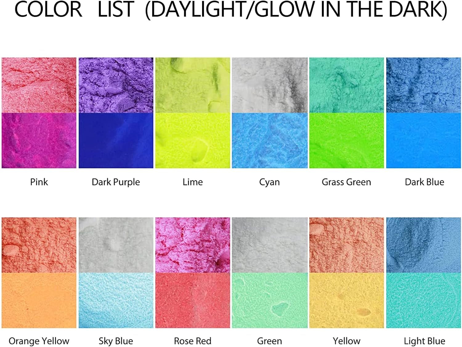 Glow in the Dark Pigment Powder, 12 Color 0.7Oz/20G Epoxy Resin Luminous Powder Set for Resin Art, Nail Art, Acrylic Paint and DIY Crafts, Safe and Long Lasting