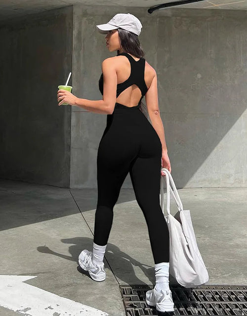 Load image into Gallery viewer, Fashion Outfits Streetwear Yoga Jumpsuits Women Sleeveless Bodycon Rompers Jumpsuit Hollow Out White One-Piece Overalls 2024
