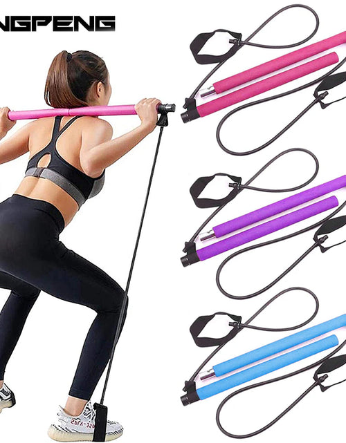 Load image into Gallery viewer, Multifunctional Pilates Bar Combination Fitness Bar Yoga Chest Expansion Tension Rope Back Trainer Elastic Rope Stretching Belt
