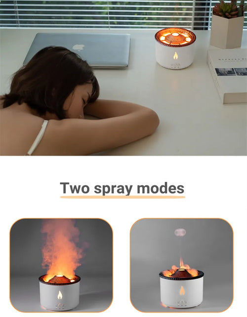 Load image into Gallery viewer, Home Desktop Flame Air Humidifier 360ML Aroma Diffuser Lava Volcano Design Flame Effect Fragrance Machine
