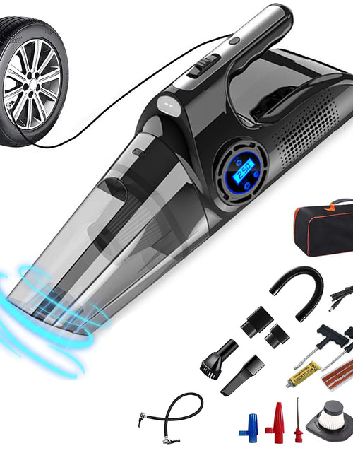 Load image into Gallery viewer, Portable Car Vacuum Cleaner, USB Charging Wireless Handheld Tire Inflator Air Compressor with Digital Tire Pressure Gauge LCD Display and LED Light, HEPA Filter, Tire Repair Tool
