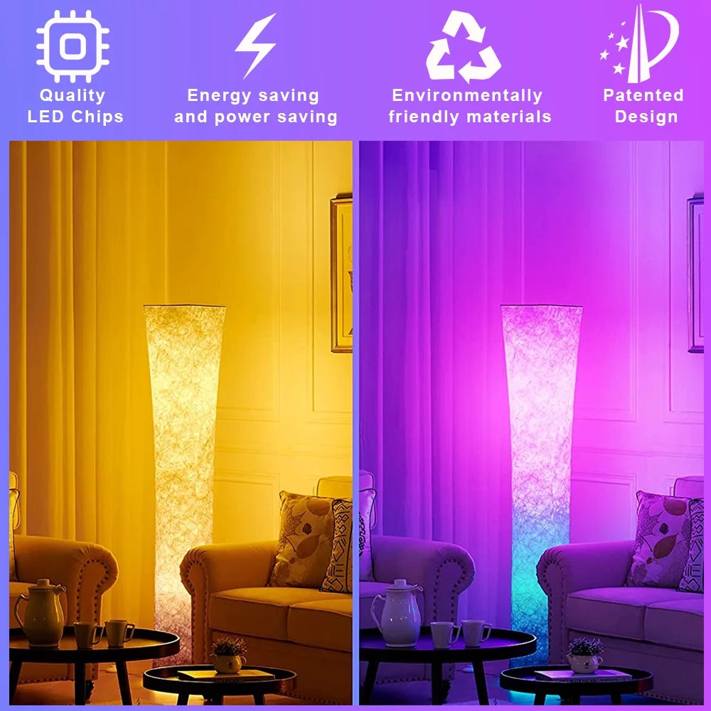 Soft Light Floor Lamp,Led Floor Lamp 59'' RGB Tall Lamps 7 Colors Changing Dimmable LED Bulbs Remote Control, Floor Lamp for Living Room,Bedroom