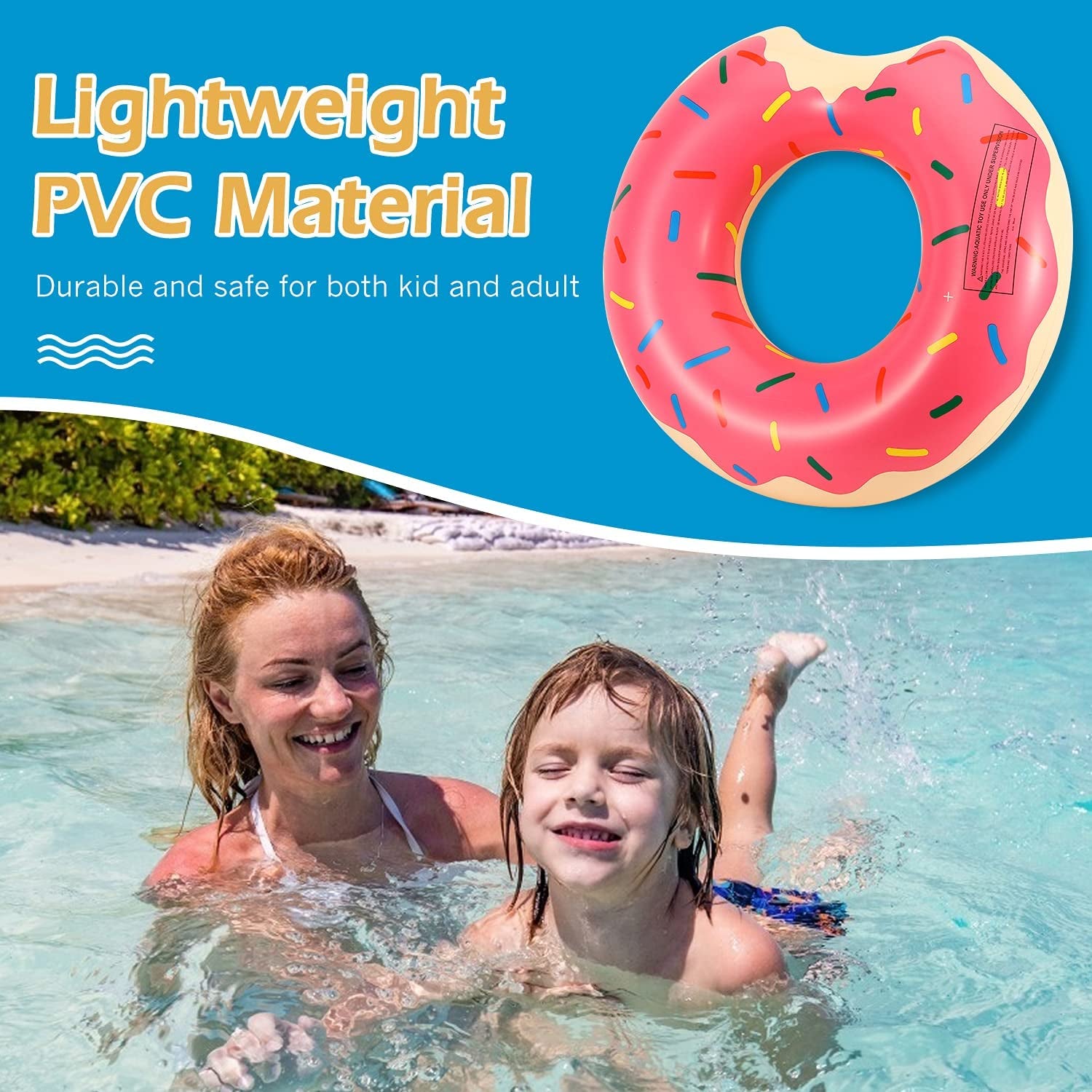 Swim Rings, Durable PVC Swimming Tube Water Fun Inflatable Pool Float Tube Summer Swimming Pool Float Ring Donuts Painting Beach Pool Party Toys for Kids Adults