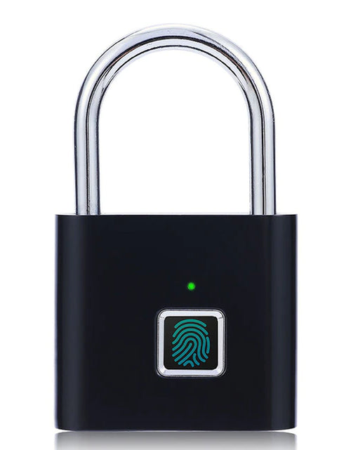 Load image into Gallery viewer, Black Silver USB Rechargeable Door Smart Lock Fingerprint Padlock Quick Unlock Zinc Alloy Metal High Identify Security Lock
