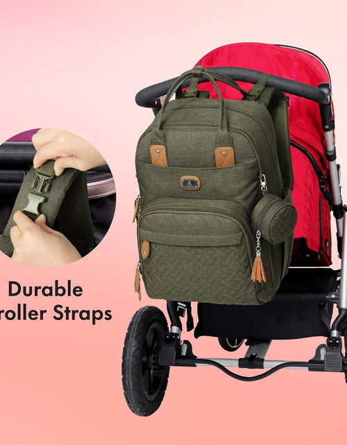Load image into Gallery viewer, Diaper Bag Backpack with Portable Changing Pad, Pacifier Case and Stroller Straps, Large Unisex Baby Bags for Boys Girls, Multipurpose Travel Back Pack for Moms Dads, Army Green
