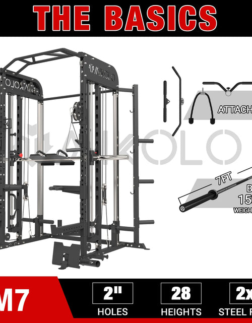Load image into Gallery viewer, Smith Machine Home Gym, 2000Lbs Smith Rack with Cable Crossover and 800Lbs Weight Bench, Home Gym Equipment
