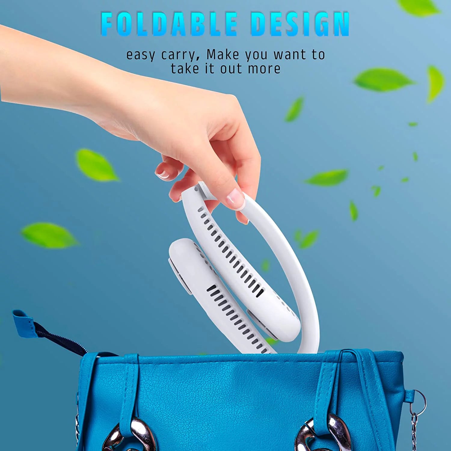 Portable Neck Fan, Hands Free Bladeless Fan,4000 Mah Battery 3 Speeds USB Powered Desk Fan Rechargeable Headphone Design Wearable Personal Fan