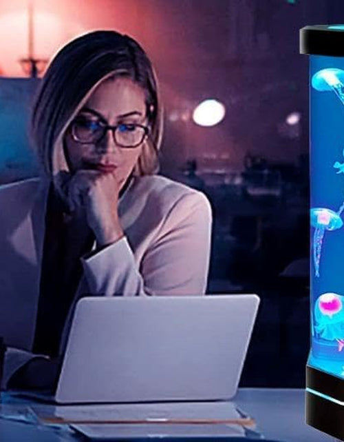 Load image into Gallery viewer, LED Desktop Jellyfish Lava Lamp with Color Changing Light Effects. a Sensory Synthetic Jelly Fish Tank Aquarium Mood Lamp. Excellent Gift
