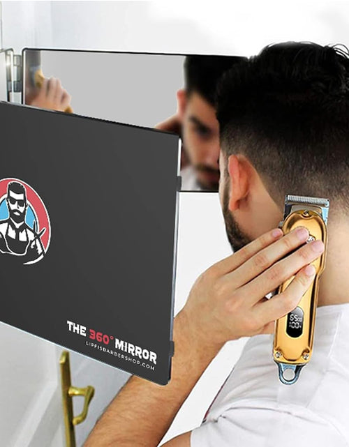 Load image into Gallery viewer, The 360 Mirror - Adjustable Door Mount Telescoping Hooks - Self Haircut Mirror for Men - 3 Way Mirror for Hair Cutting
