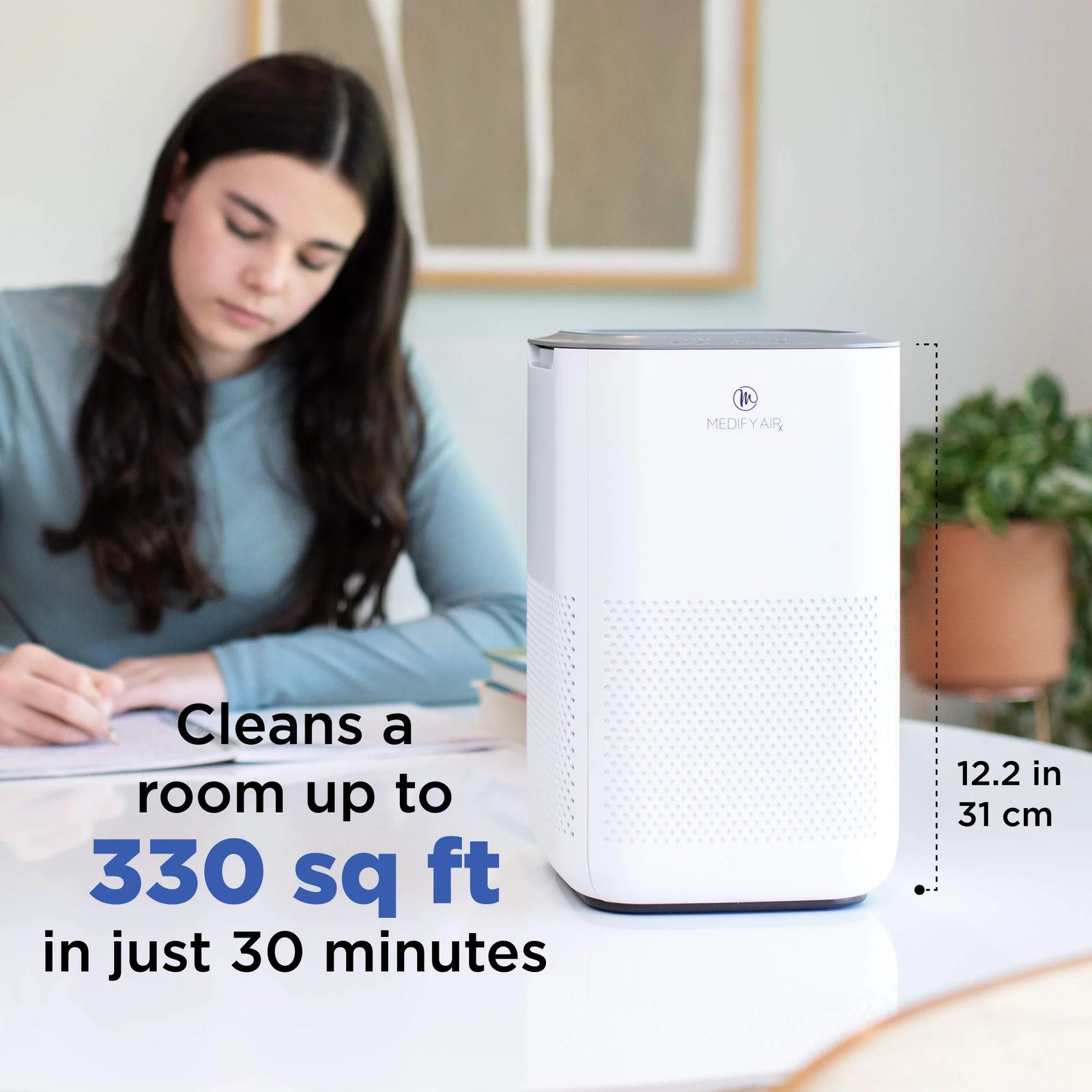 MA-15 Air Purifier - 660 Sq Ft Coverage - Air Purifier with HEPA Filters - Desktop Air Purifier for Bedroom & Office - Includes Sleep Mode & Timer - White, 1-Pack