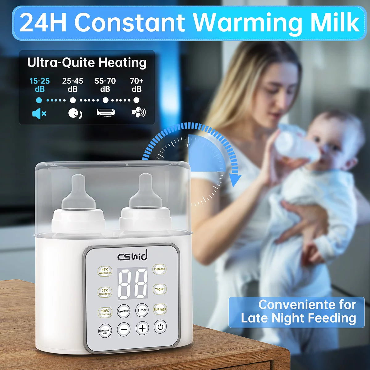 Baby Bottle Warmer, 9-In-1 Fast Milk Warmer Babies Food Heater & Defrost