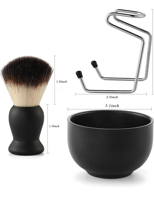 Load image into Gallery viewer, Shaving Brush Set for Men, Hair Shaving Brush with Solid Wood Handle, and Dia 3.1 Inches Stainless Steel Shaving Bowl, Shaving Stand for Wet Shaving
