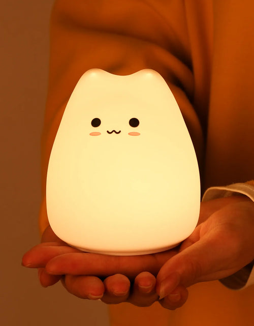 Load image into Gallery viewer, Mini Popular Cat Baby Night Lamp 7-Color Pat Touch Color-Changing Eye Protection Bedroom Bedside Night Light Gift Children
