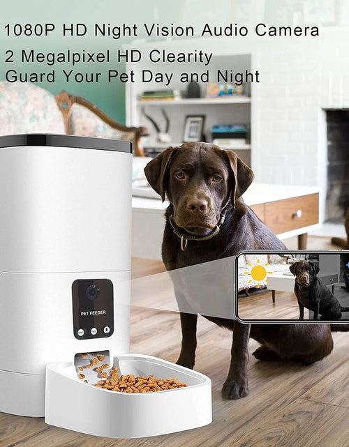 Load image into Gallery viewer, Pet Feeder,6L Automatic Pet Feeder for Cats and Dogs,1080P Camera,App Control,Voice Recorder,Timed Feeder for Schedule Feeding, Dual Power Supply,Wifi Pet Food Dispenser with App Control
