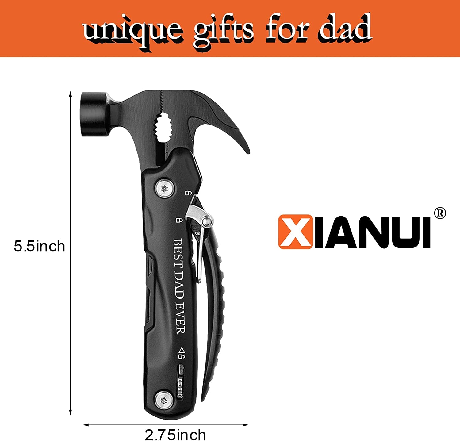 Gifts for Dad, All in One Hammer Multitool, Dad Gifts from Daughter Son, Unique Birthday Gift Idea, Gifts for Dad Who Has Everything and Wants Nothing, Christmas Stocking Stuffers for Dad