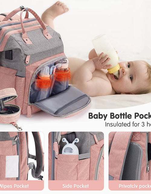 Load image into Gallery viewer, Baby Diaper Bag Backpack with Changing Station, Pacifier Case ,Pink Color

