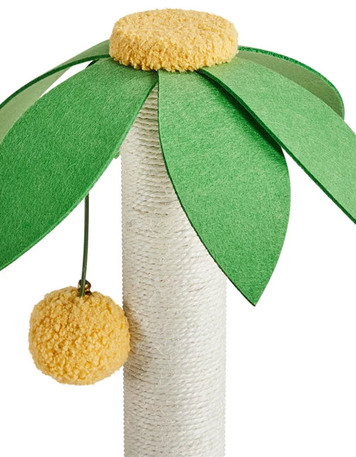 Load image into Gallery viewer, Upholstered 2-Level 37&quot; Coconut Palm Cat Tree with Bending Perch, Gree/Yellow
