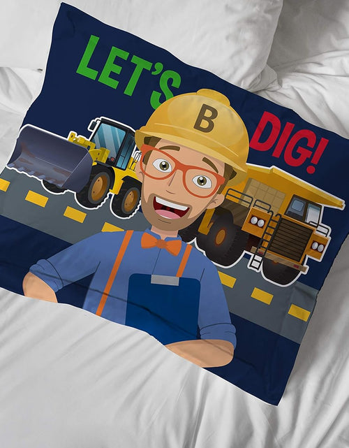Load image into Gallery viewer, Blippi Let&#39;S Dig 1 Single Sham - Kids Super Soft Bedding Pillow Cover (Official Blippi Product)
