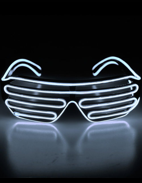 Load image into Gallery viewer, Aquat Light up Shutter Neon Rave Glasses El Wire LED Sunglasses Voice Activated Glow DJ Costumes for 80S, EDM, Party RB02
