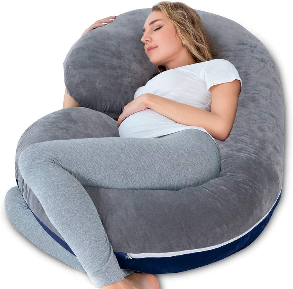 Pregnancy Pillow,Maternity Body Pillow with Velvet Cover,C Shaped Body Pillow for Pregnant Women