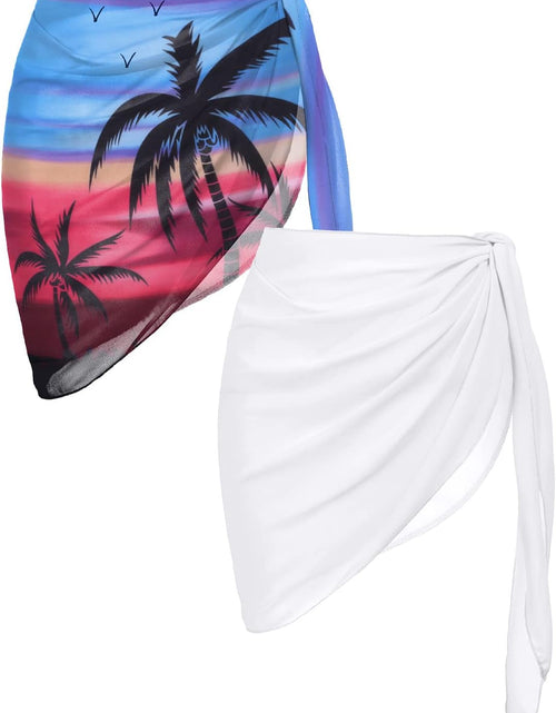 Load image into Gallery viewer, 2 Pieces Women Beach Sarongs Sheer Cover Ups Chiffon Bikini Wrap Skirt for Swimwear S-XXL
