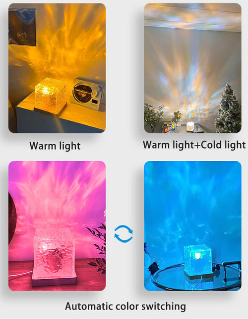Load image into Gallery viewer, Dynamic Rotating Water Ripple Projector Night Light 16 Colors Flame Crystal Lamp for Living Room Study Bedroom Dynamic Rotating
