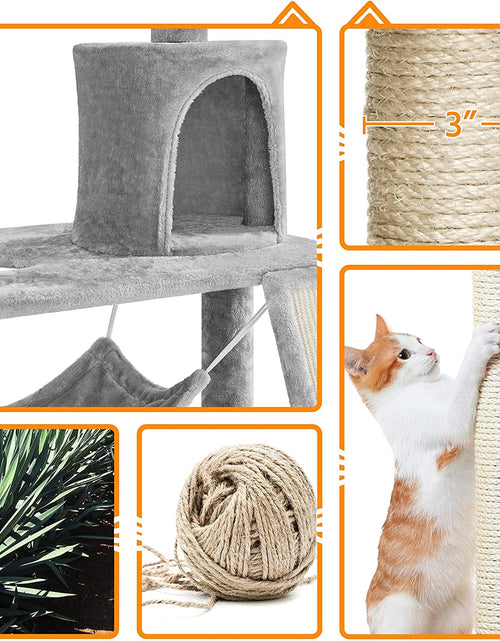 Load image into Gallery viewer, 63.5In Multi-Level Cat Tree Tower Condo with Scratching Posts, Platform &amp; Hammock, Cat Activity Center Play Furniture for Kittens, Cats, and Pets
