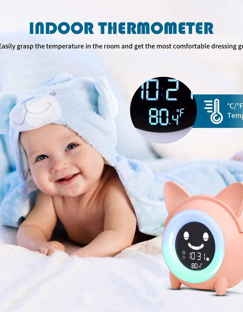 Load image into Gallery viewer, Kids Alarm Clock, Children&#39;S Sleep Trainer, OK to Wake Clock for Bedroom Cute Digital Clock with Temperature, 5 Colors Smart Night Light Clock Teaching Boys Girls When to Wake up (Pink)
