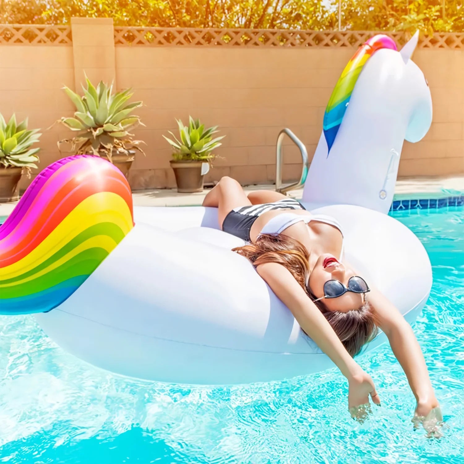 Large Unicorn Inflatable Pool Float for Kids, Giant Float for Pool, Swimming Pool Inflatables Ride-On Pool Toys