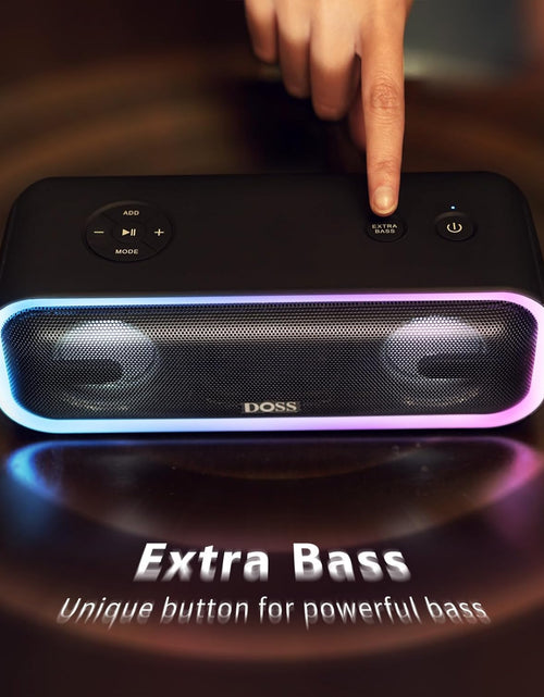 Load image into Gallery viewer, Bluetooth Speaker,  Soundbox Pro+ Wireless Pairing Speaker with 24W Stereo Sound, Punchy Bass, IPX6 Waterproof, 15Hrs Playtime, Multi-Colors Lights, for Home,Outdoor-Black
