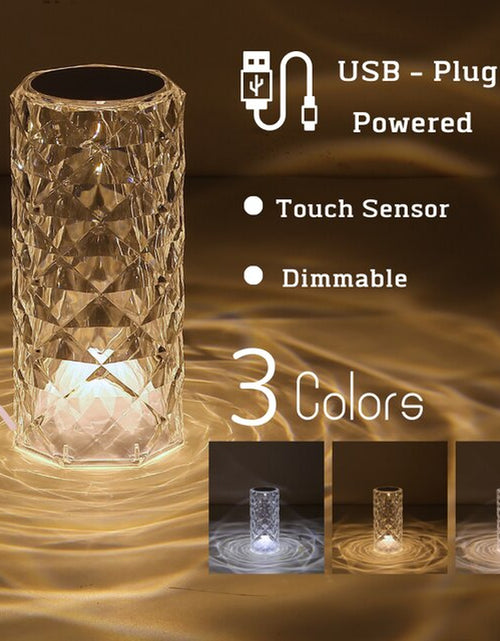 Load image into Gallery viewer, Crystal Table Lamp for Bedroom 16 Colors Touch/Remote Dimmable Night Light USB LED Bedside Diamond Rose Lamp
