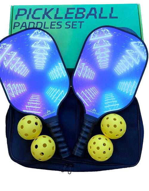 Load image into Gallery viewer, Pickleball Paddles Set of 2, USAPA Approved Fiberglass Surface Pickleball Set with Pickleball Rackets, Lightweighted Pickle Ball Paddle Set ​For Men Women with 4 Pickle Balls, Carrying Bag
