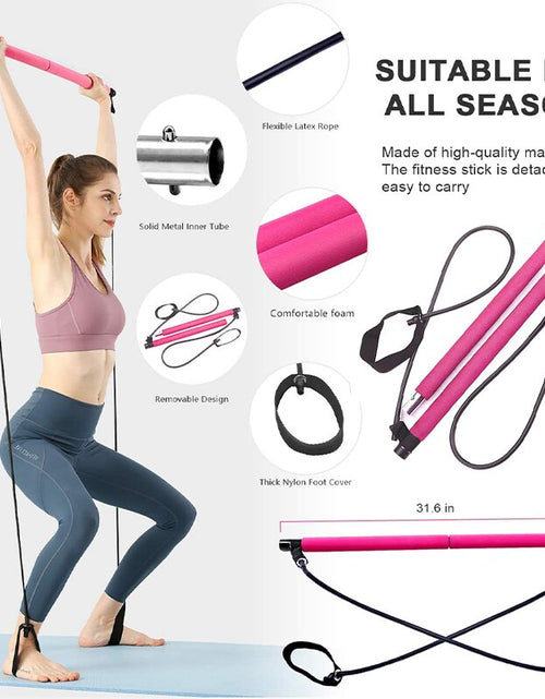 Load image into Gallery viewer, Multifunctional Pilates Bar Combination Fitness Bar Yoga Chest Expansion Tension Rope Back Trainer Elastic Rope Stretching Belt
