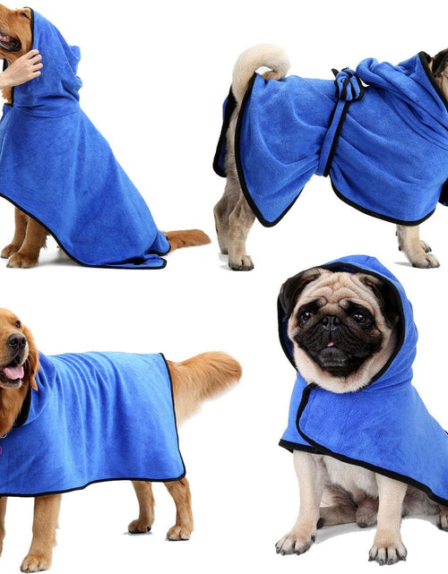 Load image into Gallery viewer, Microfiber Dog Bathrobe, Quick Drying Pet Bath Robe, Pets Super Absorbent Towel for Dogs and Cats, Machine Washable-Blue
