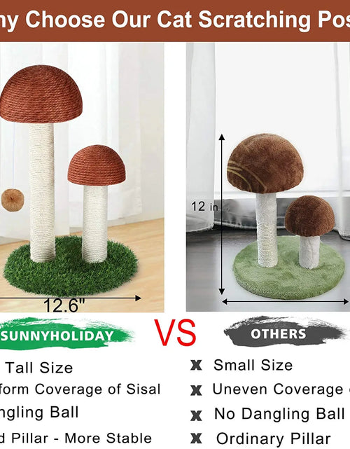 Load image into Gallery viewer, Cat Scratcher Mushroom Funny Kitten Double Scratching Sisal Posts Cat Training Toys for Kittens and Cats with Hanging Ball

