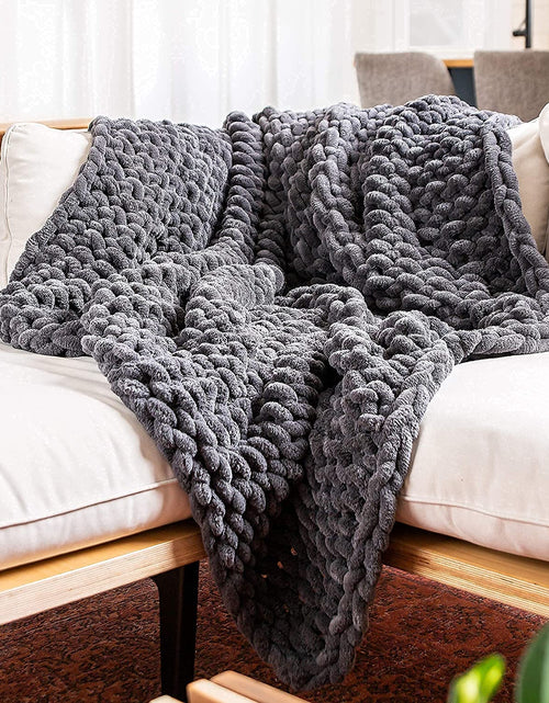Load image into Gallery viewer, Grey Large Chunky Knit Blanket Throw 50X70; Knitted Throw Blankets for Boho Decor,Large Knit Blanket Chunky Yarn;Thick Knitted Blanket Chunky;Thick Cable Knit Throw for Couch/King Bed
